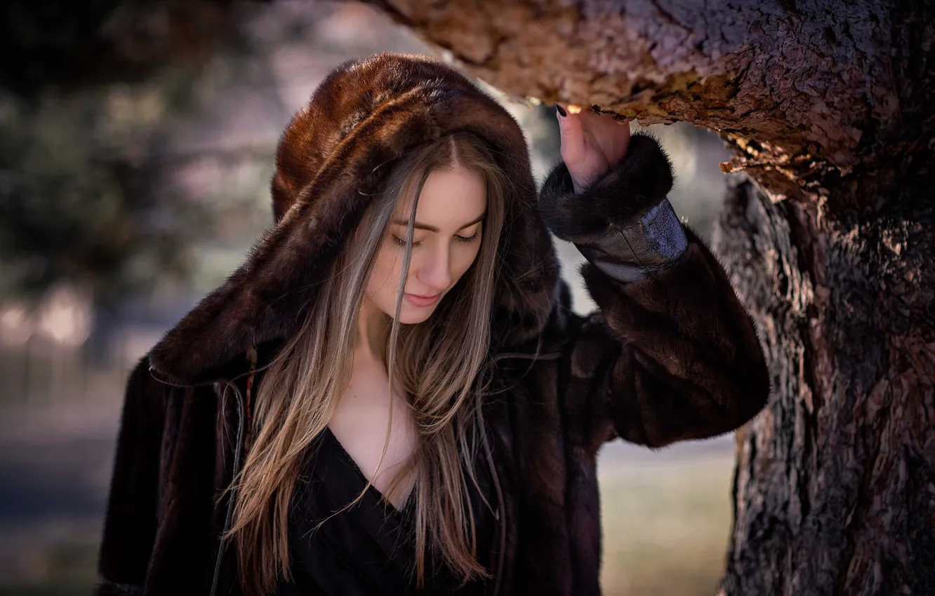 Photo wallpaper sponge, the beauty, curls, coat, Cyril Max