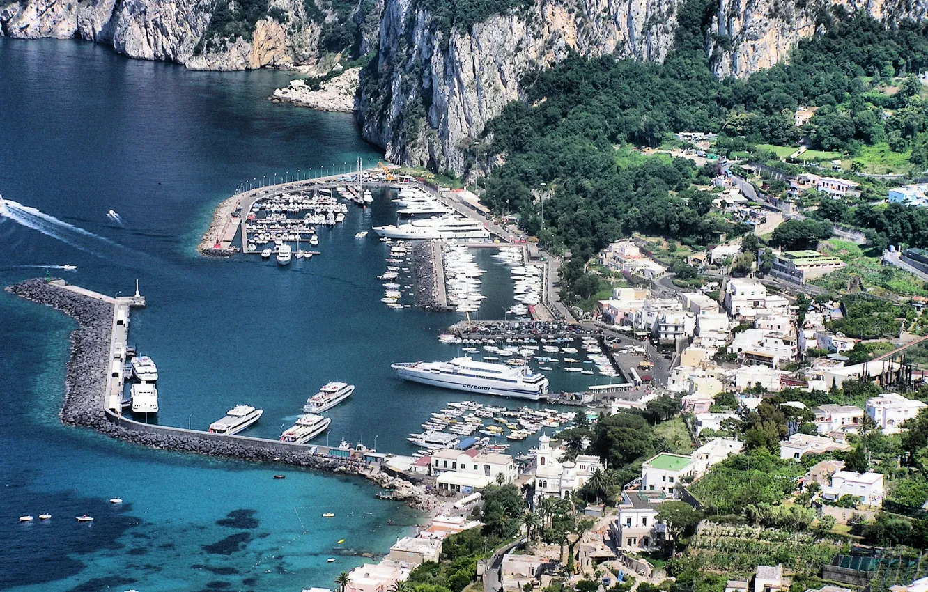 Photo wallpaper the city, Marina, Italy, harbour, Capri, Capri