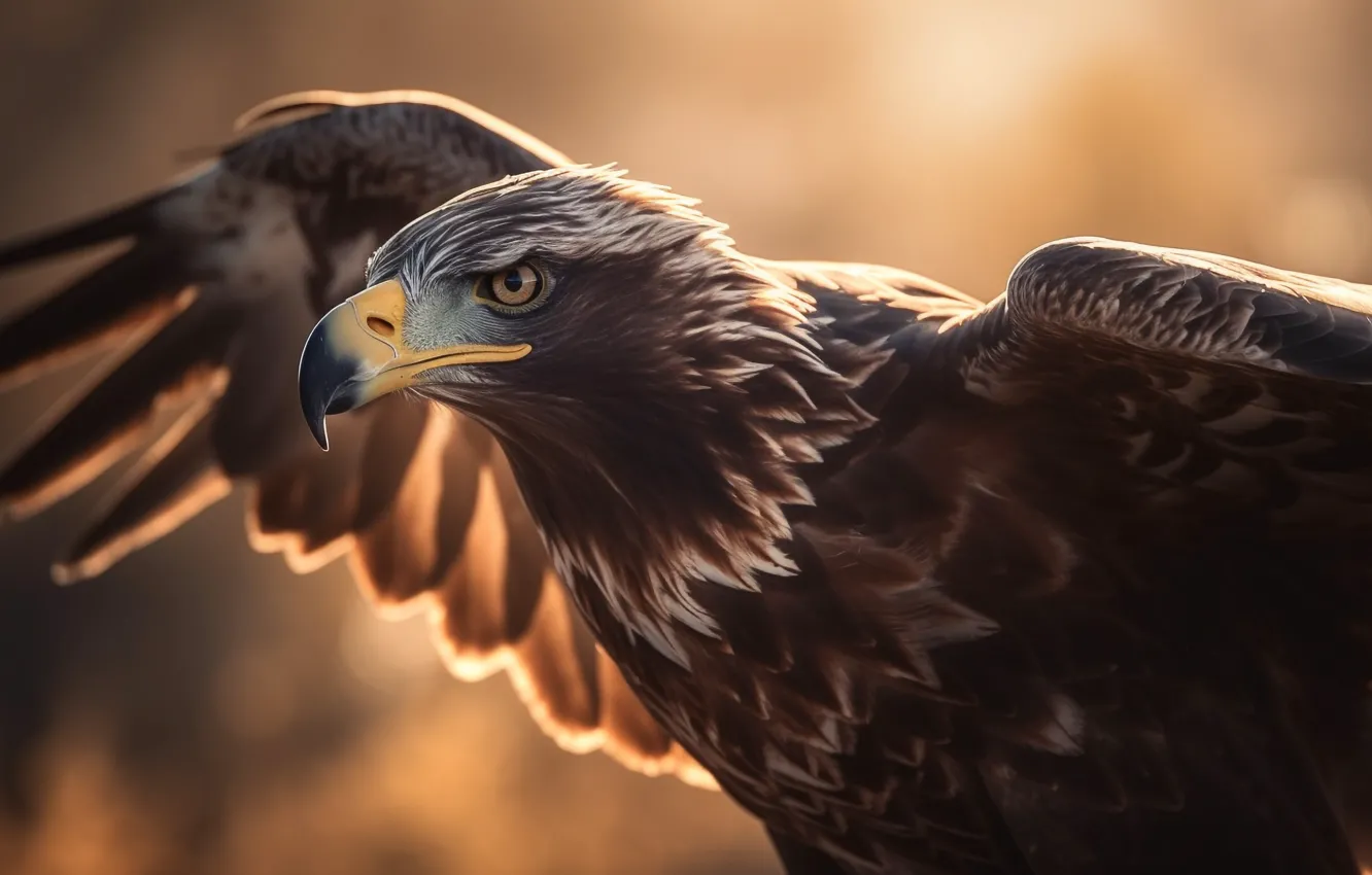 Photo wallpaper look, bird, eagle, wings, predator, White-tailed eagle, digital art, bird of prey