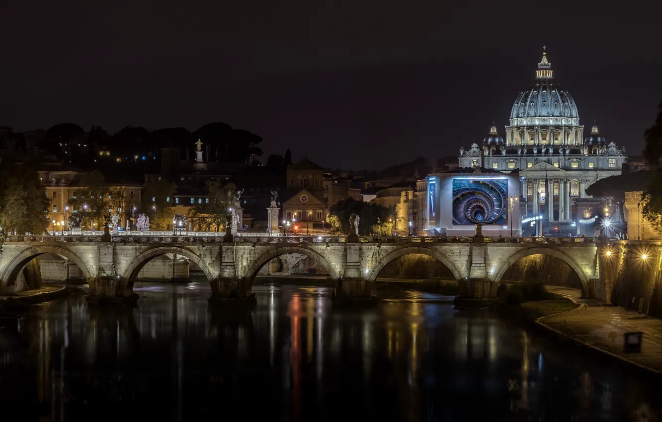 Photo wallpaper night, the city, Italy, Rome