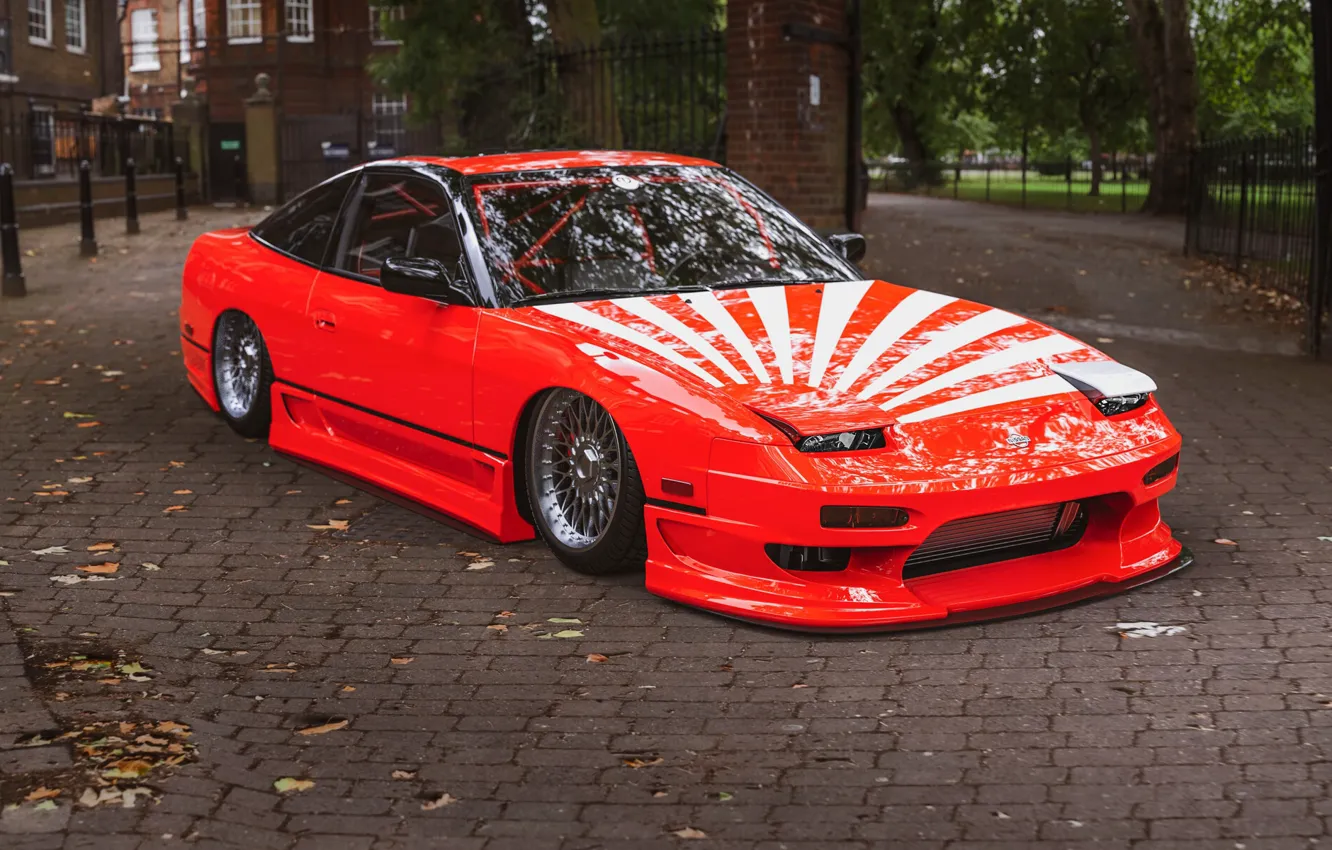 Photo wallpaper car, machine, auto, red, style, rendering, Nissan, car