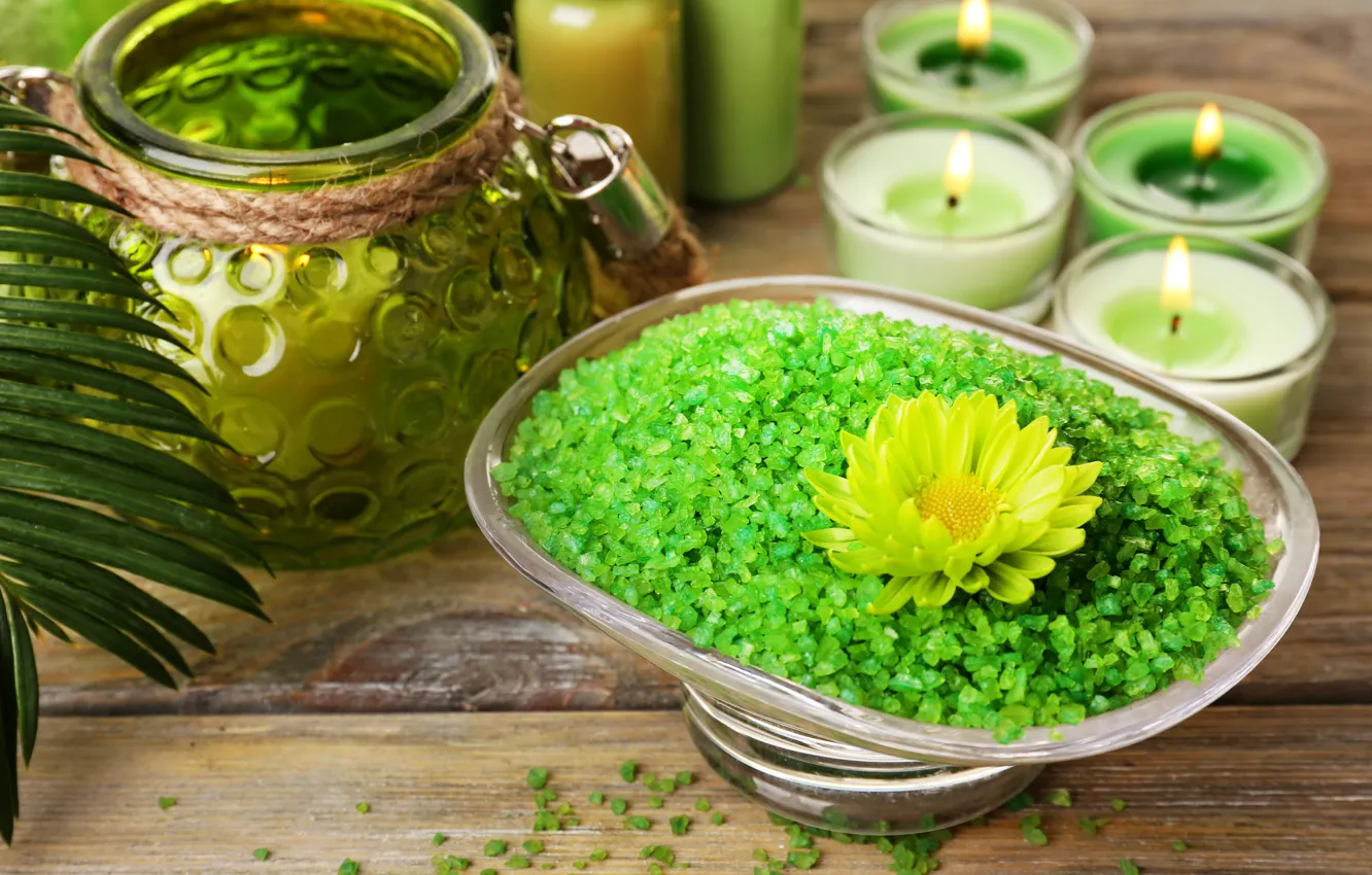 Photo wallpaper candles, relax, flowers, Spa, still life, candles, salt, spa