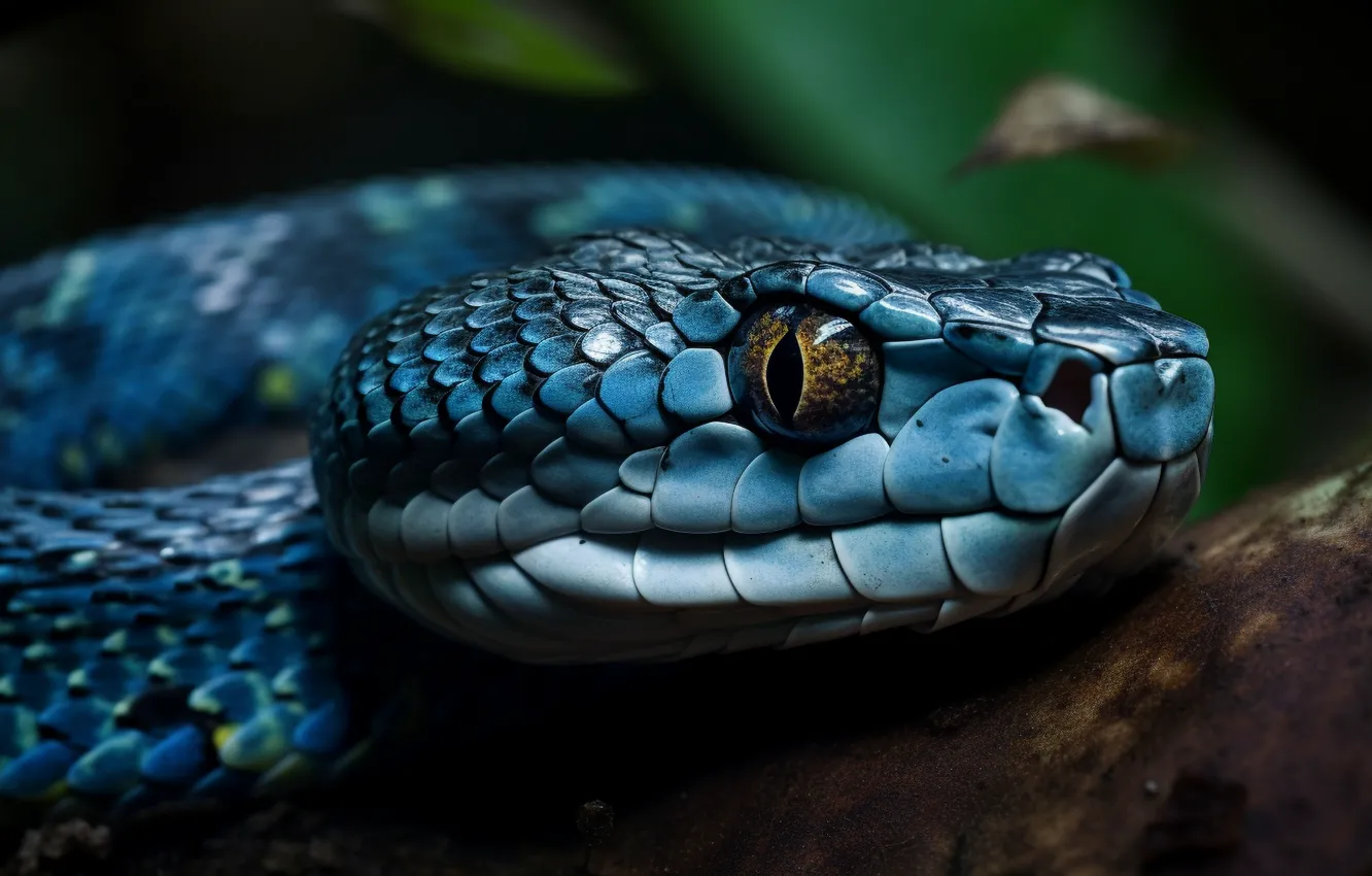 Photo wallpaper Look, Snake, Face, Reptile, Animal, Digital art, Viper, Closeup