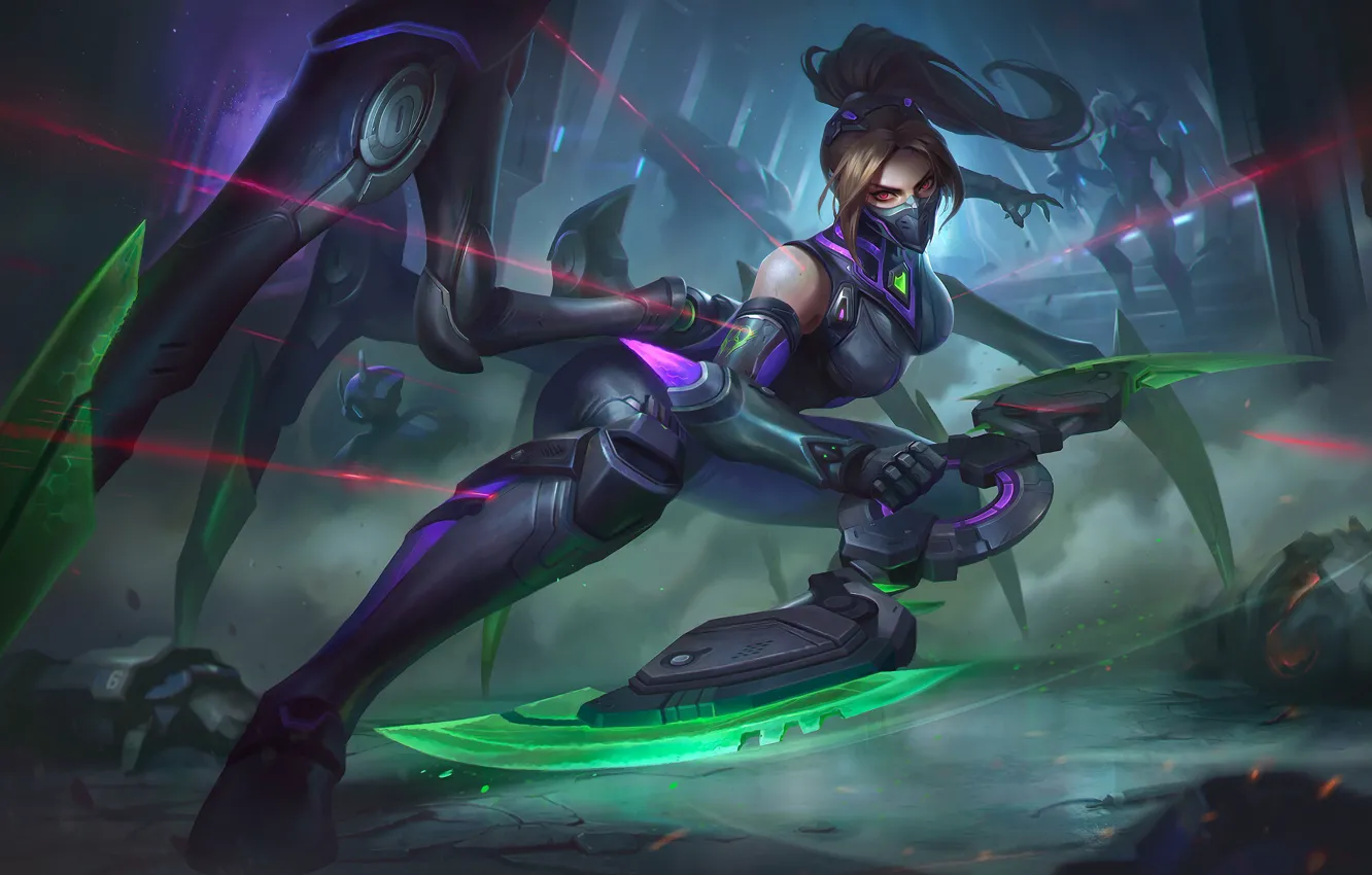 Photo wallpaper girl, style, fiction, the game, spider, paws, blade, girl