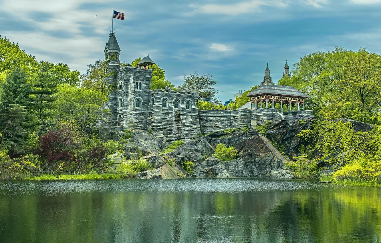 Photo wallpaper lake, Park, castle, New York, Manhattan, Manhattan, New York City, Central Park