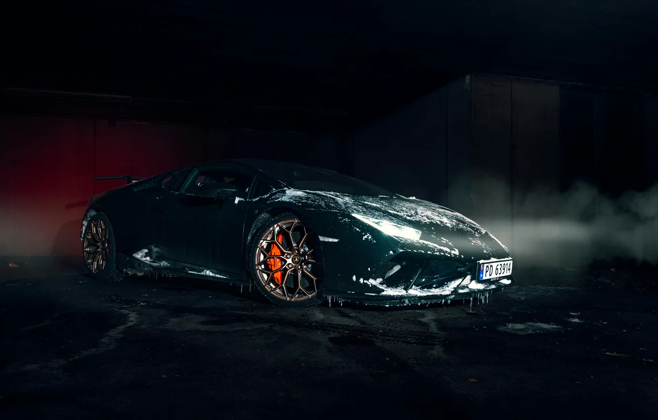 Photo wallpaper green, Lamborghini, Huracan