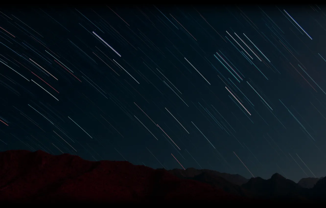 Photo wallpaper space, sunset, desert, galaxy, space, Galaxy, universe, shooting stars