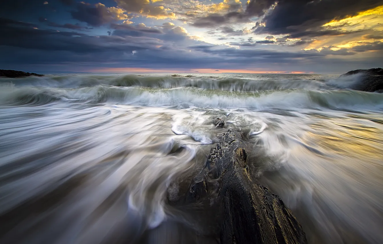 Photo wallpaper sea, wave, landscape
