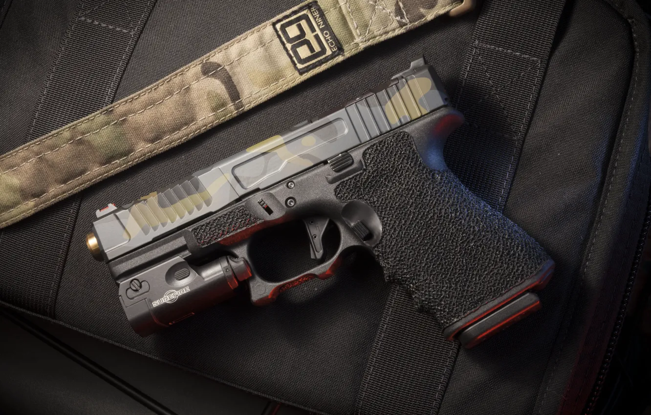 Photo wallpaper macro, gun, background, Glock, Austrian