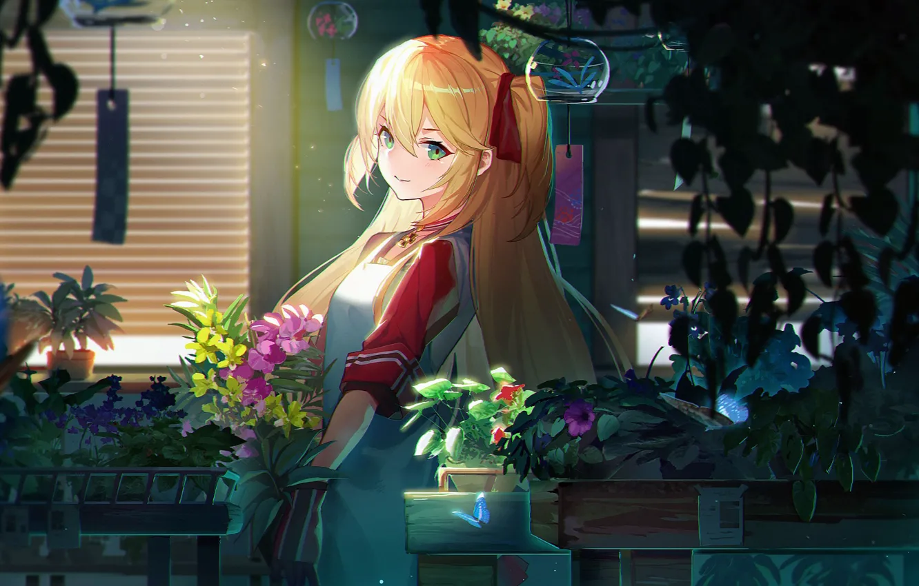 Photo wallpaper girl, flowers, anime, art, azur lane, admiral hipper