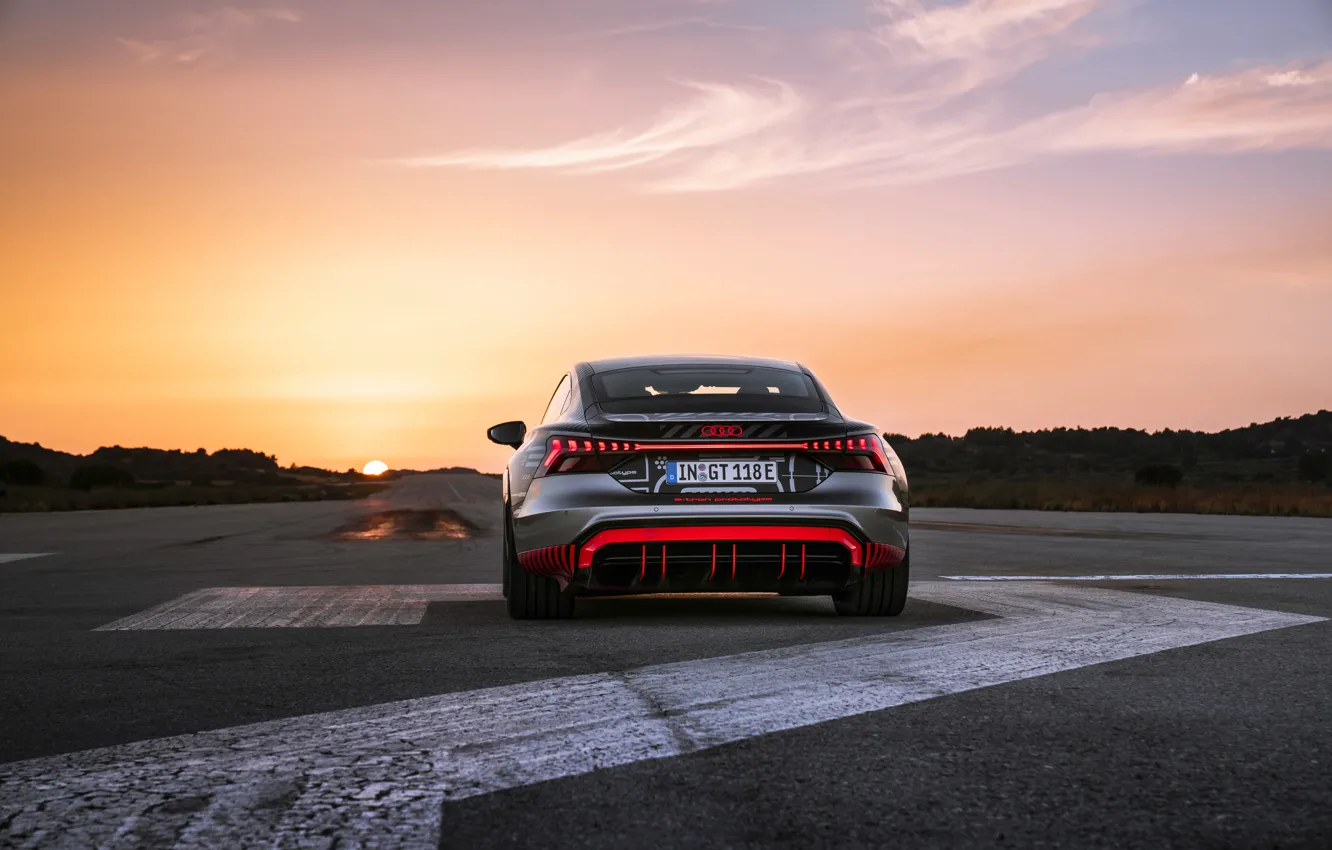 Photo wallpaper Audi, coupe, rear view, 2020, RS e-Tron GT Prototype