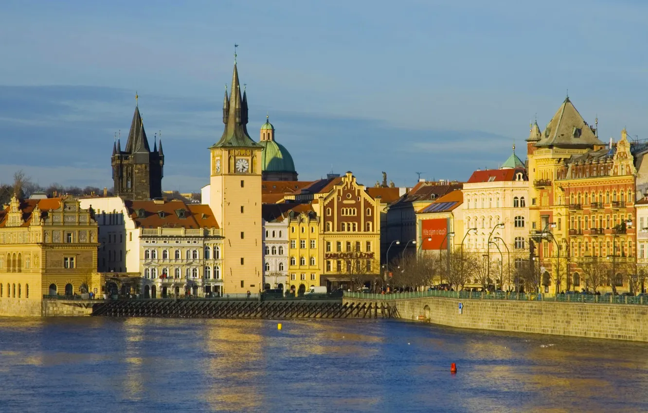 Photo wallpaper sea, the sky, watch, tower, home, promenade
