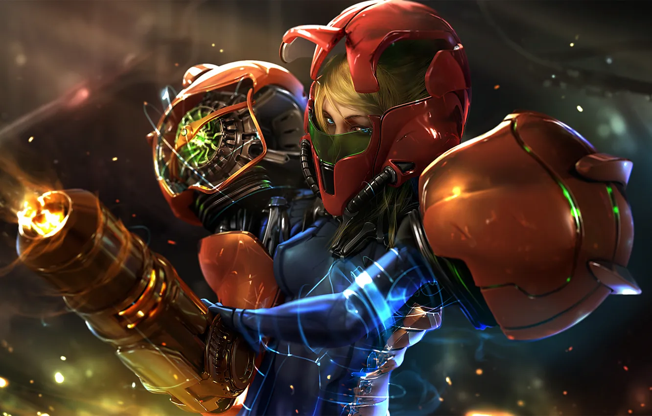 Photo wallpaper art, pearls, Samus Aran, Metroid