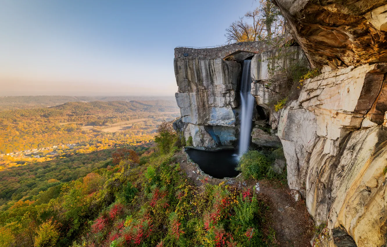 Photo wallpaper waterfall, Chattanooga, lookout, Rock City, Lovers Leap