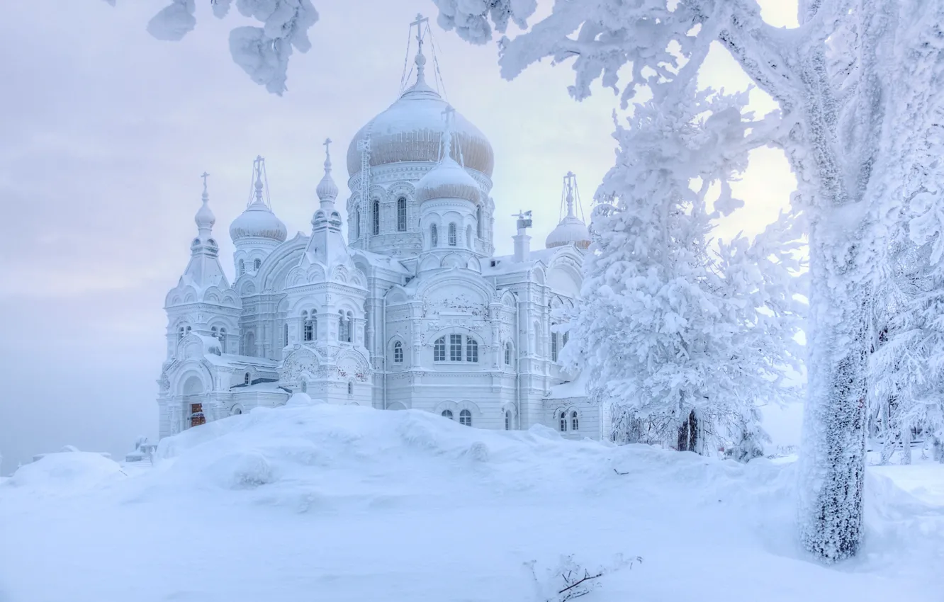 Photo wallpaper winter, snow, trees, the snow, temple, Russia, Perm Krai, Eduard Gordeev