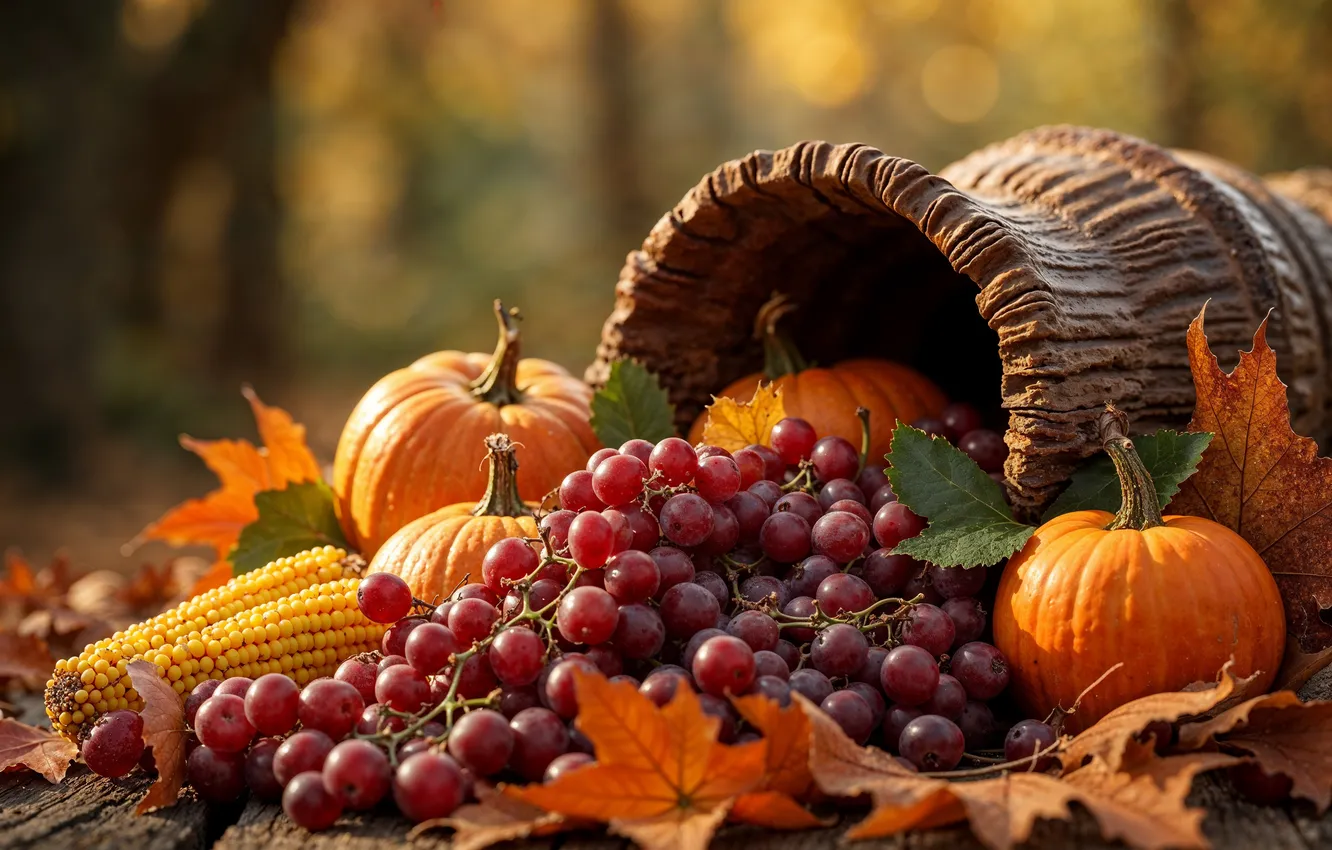Photo wallpaper autumn, light, red, nature, foliage, Board, corn, harvest