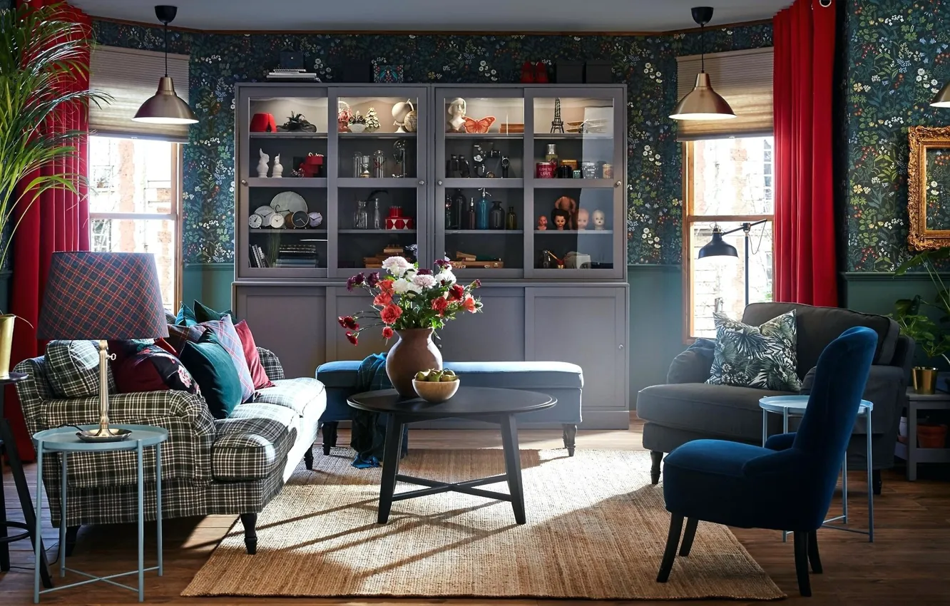 Photo wallpaper room, interior, living room, ikea