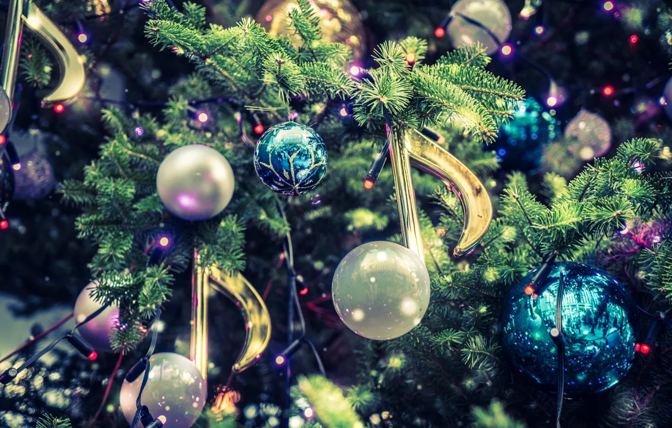 Photo wallpaper balls, balls, Christmas, New year, tree