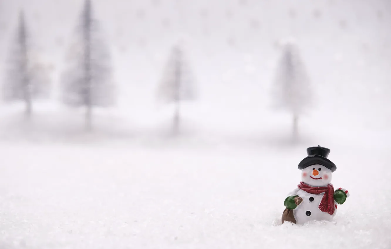 Photo wallpaper winter, forest, snow, toy, new year, hat, Christmas, the snow