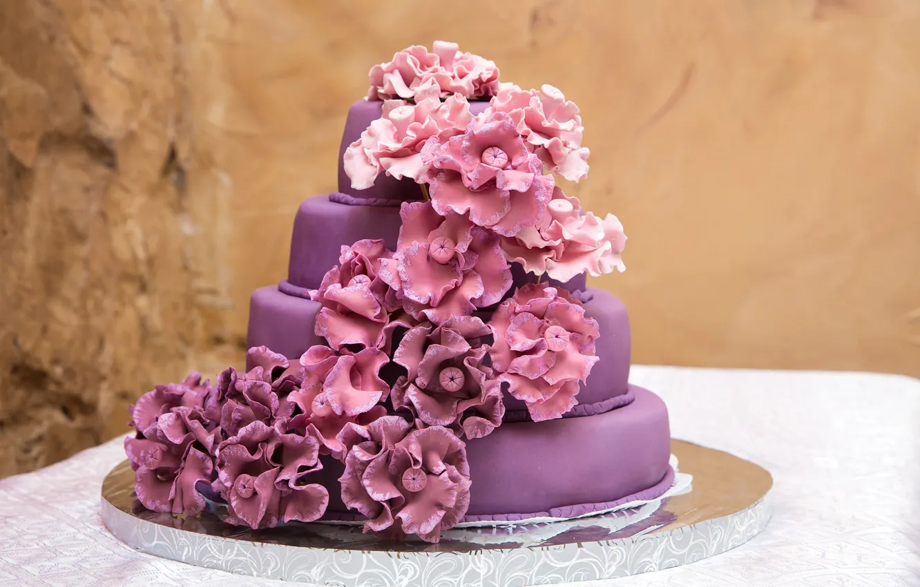 Photo wallpaper flowers, cake, sweet, wedding
