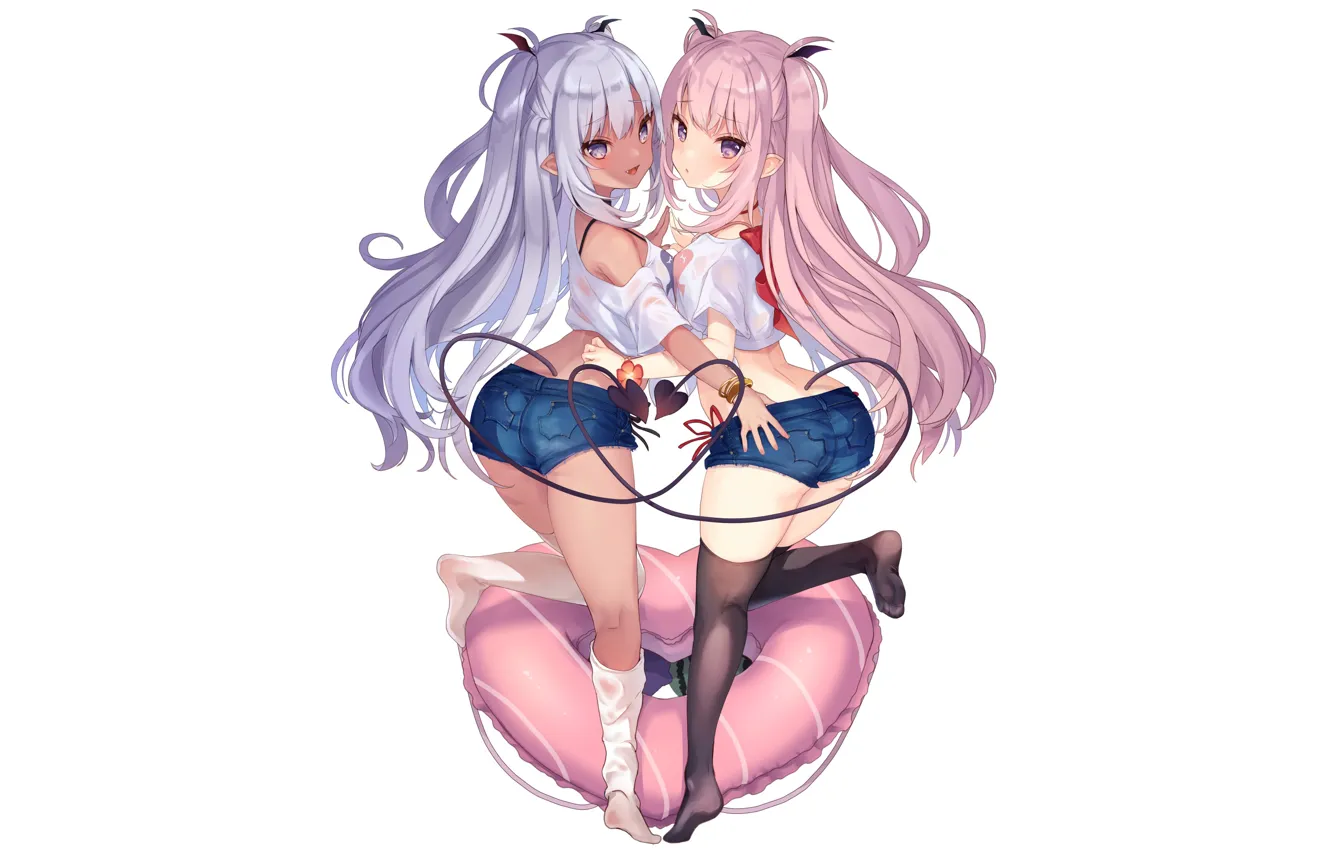 Photo wallpaper girl, sexy, ass, bra, thighhighs, long hair, boobs, anime