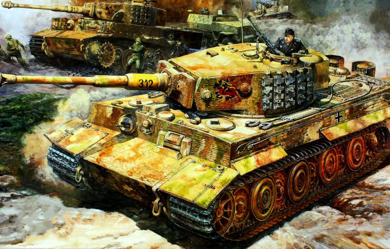 Photo wallpaper tiger, during the Second world war, Panzerkampfwagen VI, German heavy tank