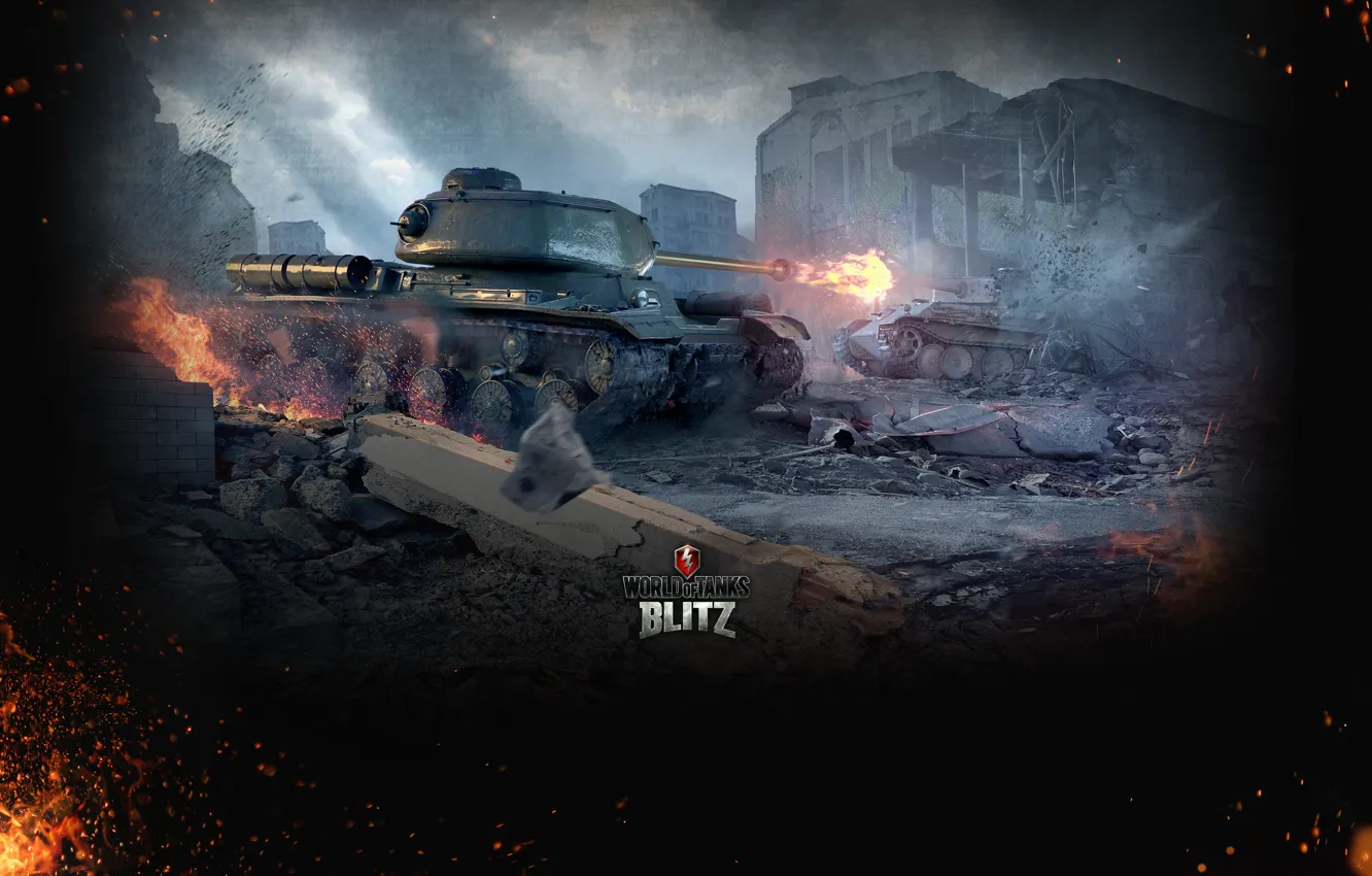 Photo wallpaper Fire, Iron, Trunk, Flame, Tanks, Panther, World of Tanks, World Of Tanks