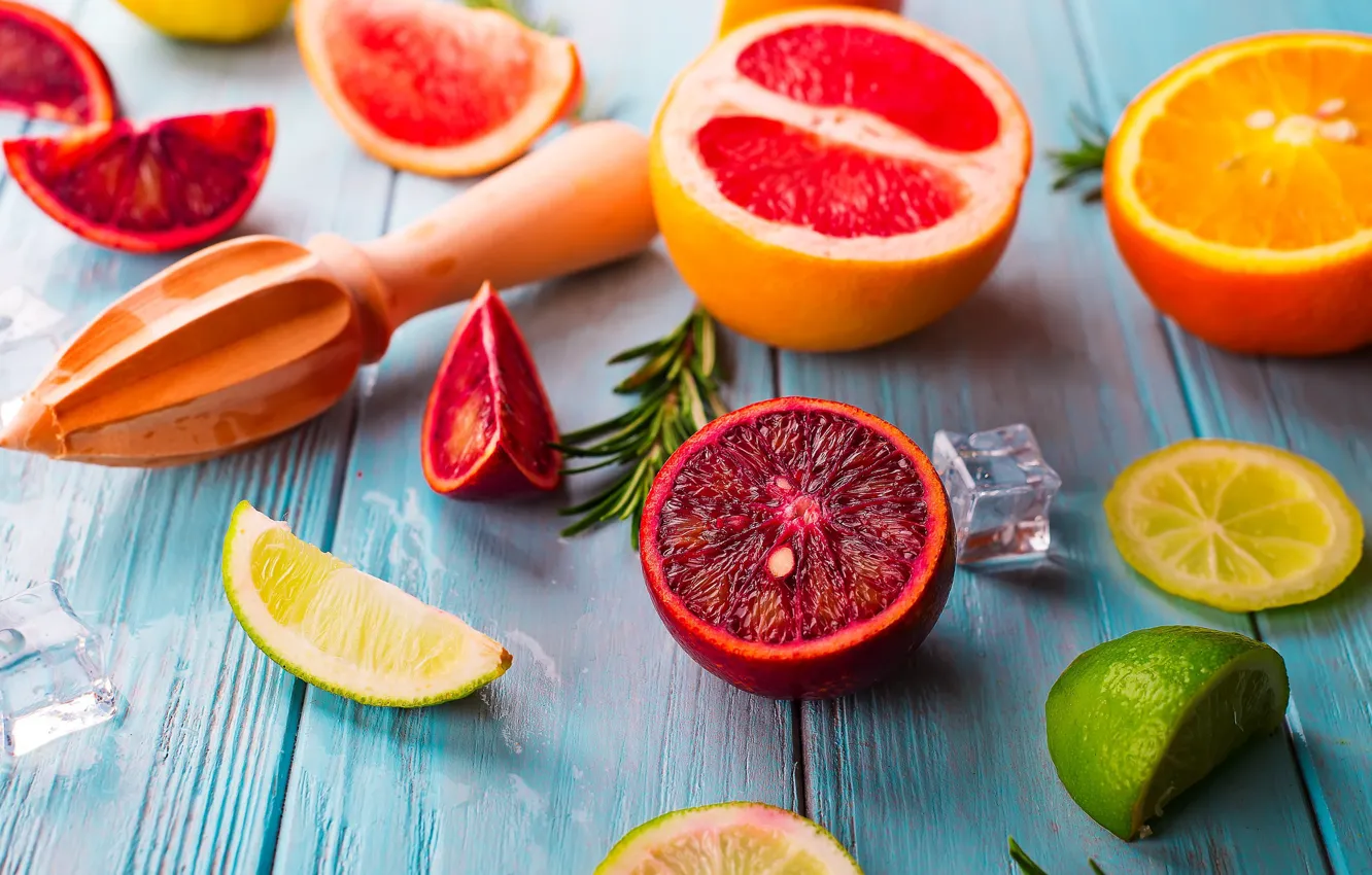 Photo wallpaper orange, lime, grapefruit