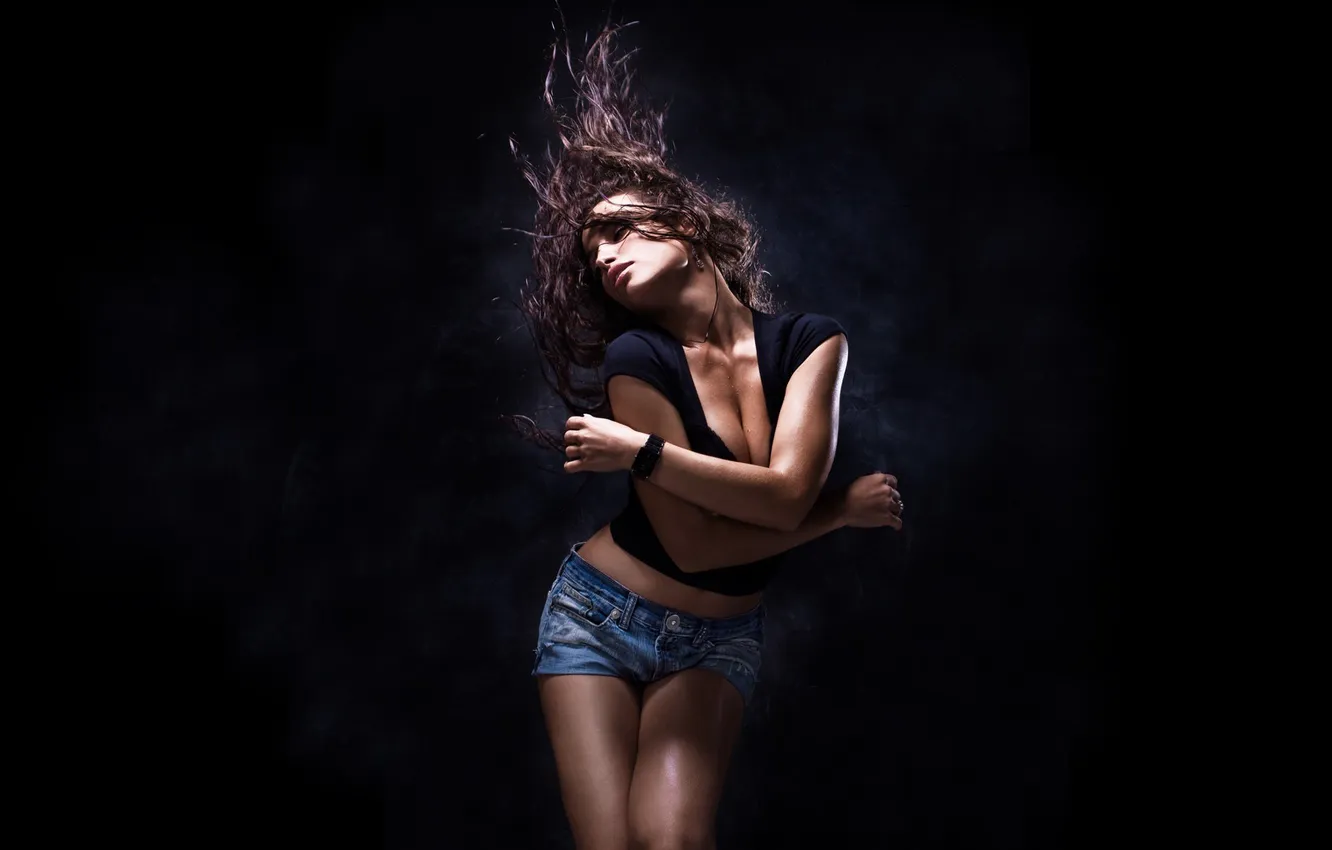 Photo wallpaper Wallpaper, shorts, brunette