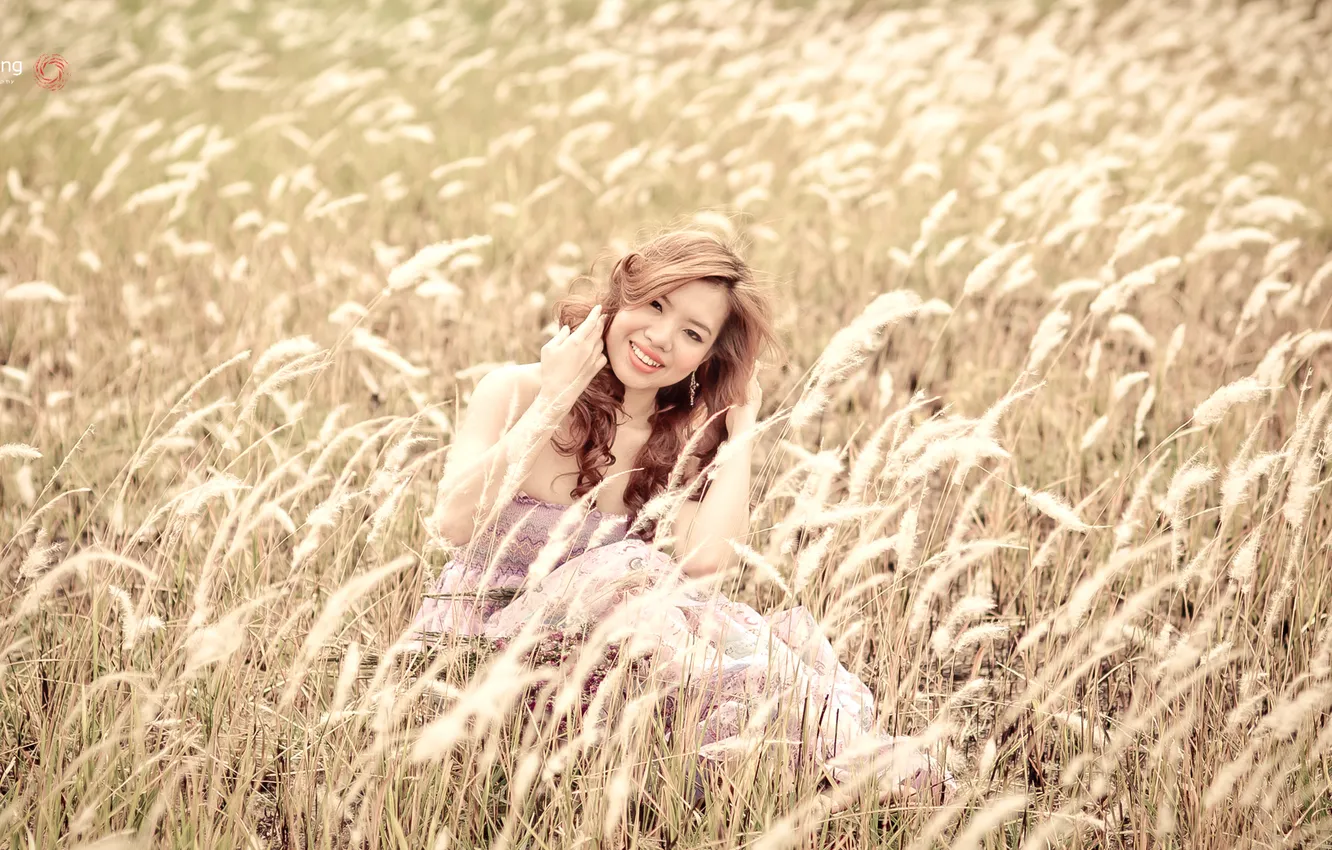Photo wallpaper field, summer, girl