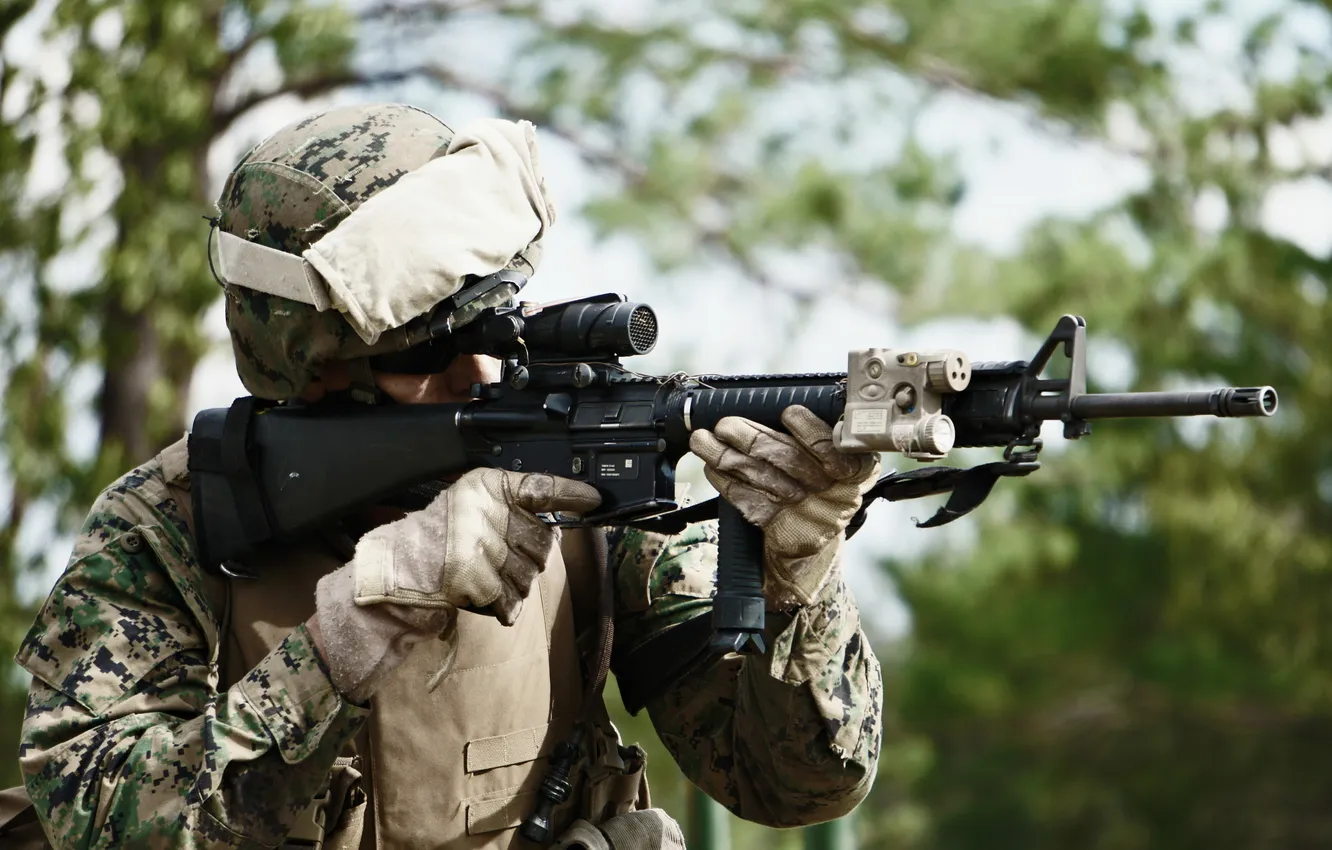 Photo wallpaper background, soldiers, machine