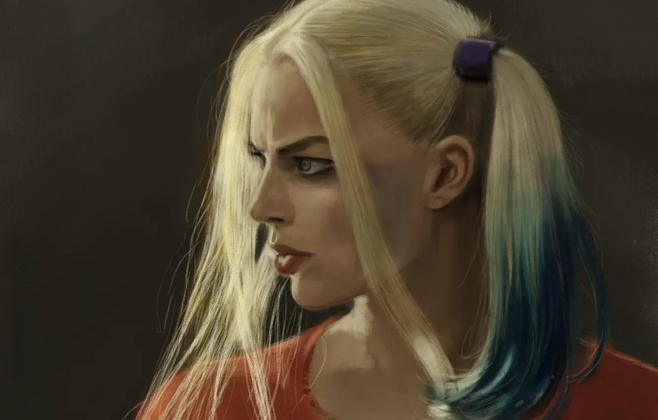 Photo wallpaper girl, figure, art, blonde, braids, characters, Harley Quinn, Harley Quinn