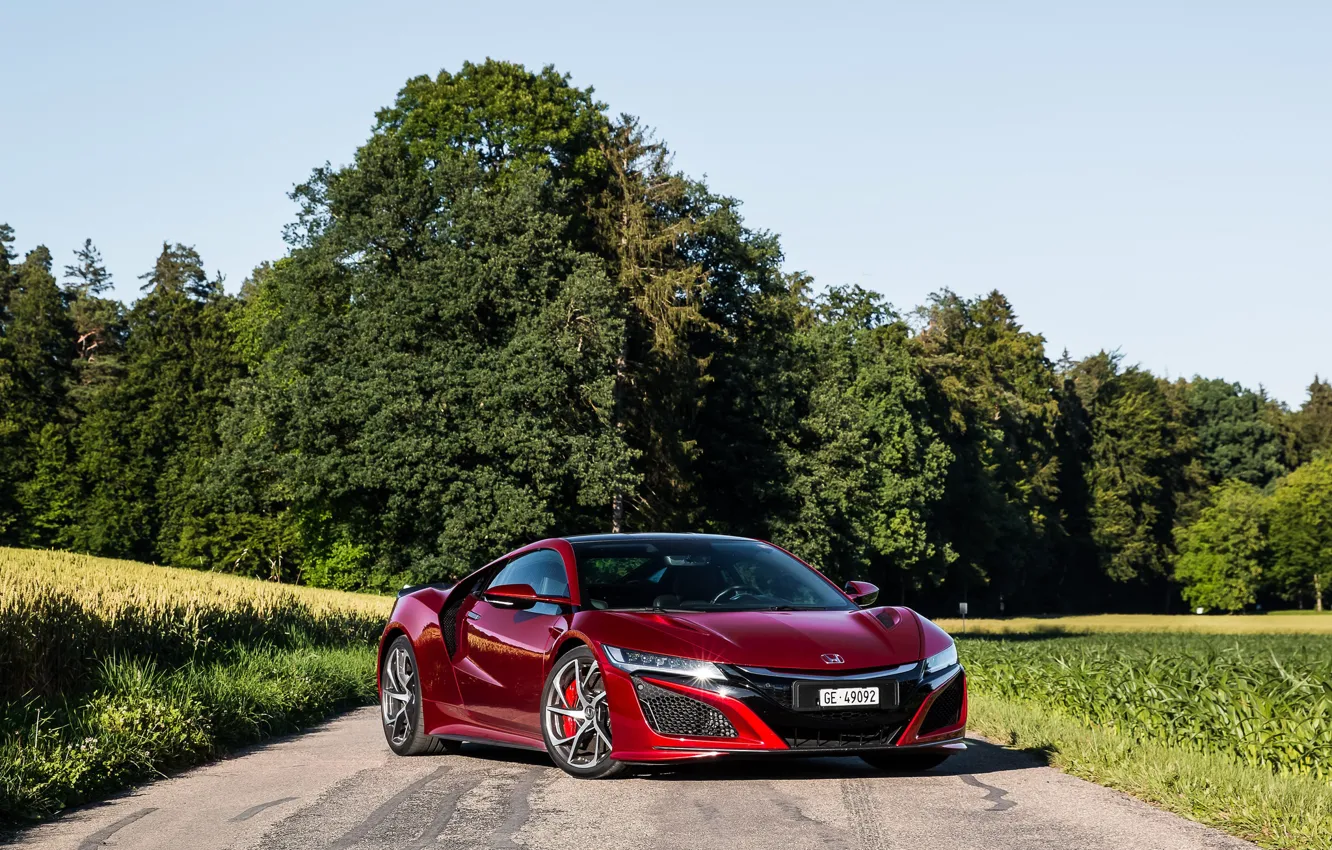 Photo wallpaper red, honda, nsx, 2017