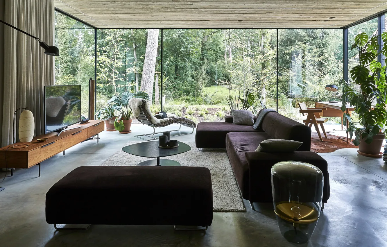 Photo wallpaper Panoramic windows, interior, living room, House DC, by LENS°ASS Architecten