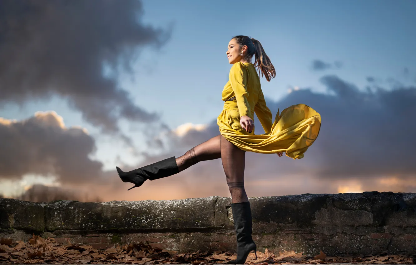 Photo wallpaper dress, legs, boots, Karla