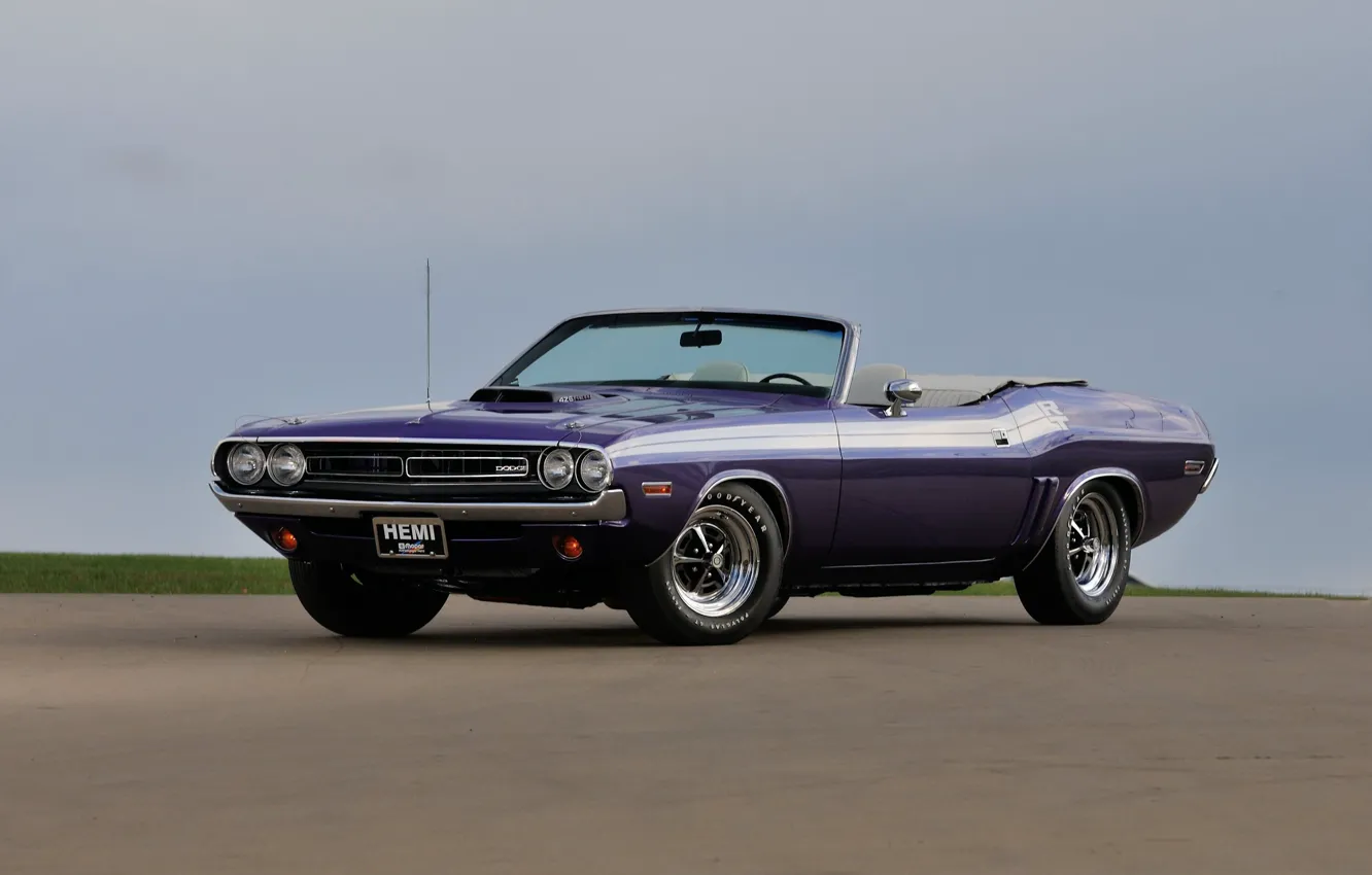 Photo wallpaper Dodge, Challenger, Car, Purple, Convertible, Classic car