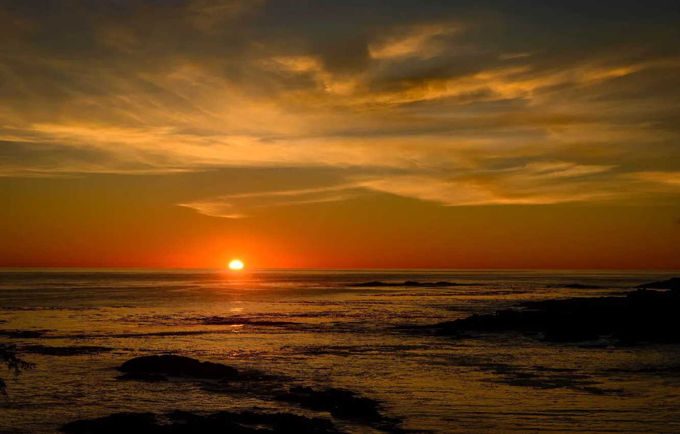 Photo wallpaper sea, landscape, sunset, nature, the evening