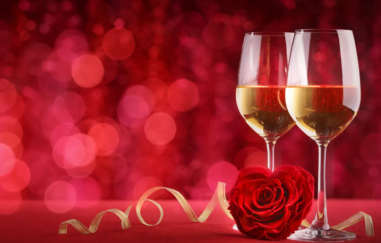 Photo wallpaper glasses, red, love, background, romantic, bokeh, valentine's day, roses