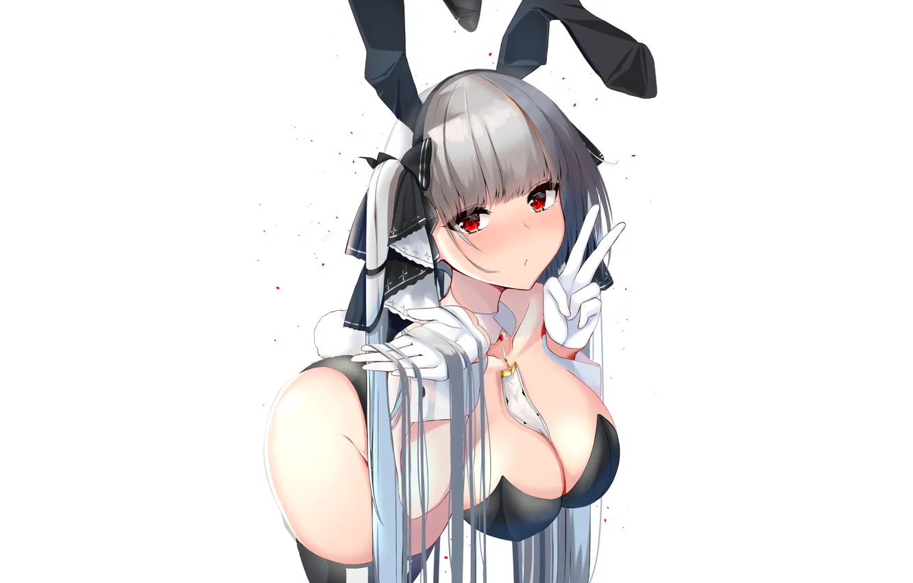 Photo wallpaper girl, sexy, cleavage, thighhighs, long hair, boobs, anime, beautiful