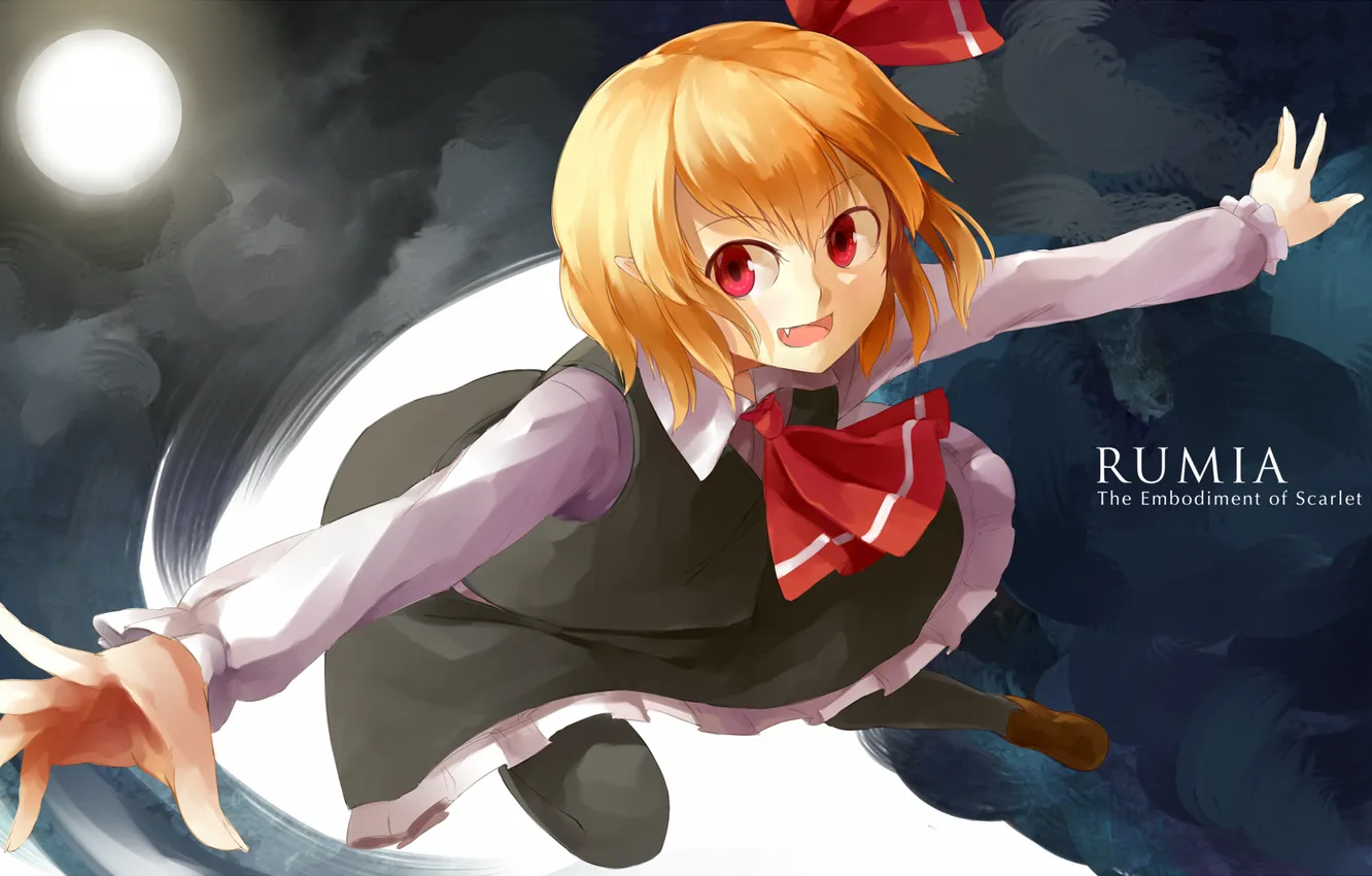 Photo wallpaper look, girl, joy, gesture, touhou, art, rumia, nishiuri