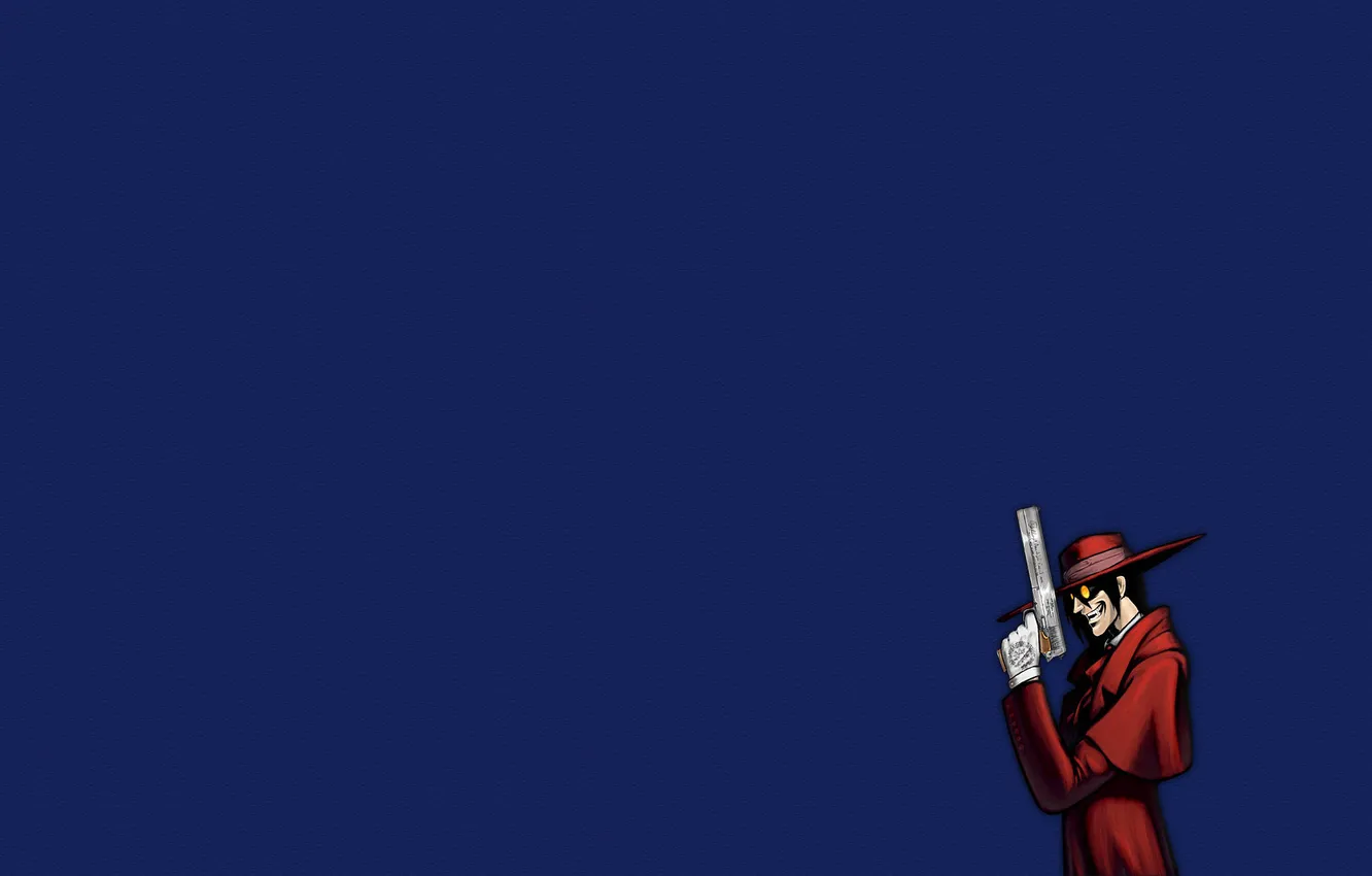 Wallpaper red, smile, minimalism, hat, gun, Hellsing, hellsing for ...