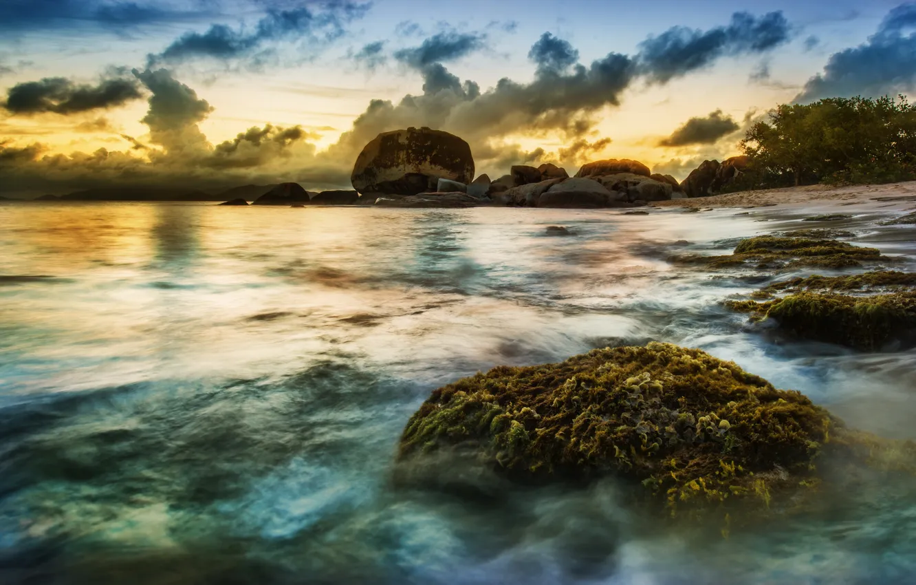 Photo wallpaper sea, clouds, landscape, nature, coast, HDR, Spain, Caribbean