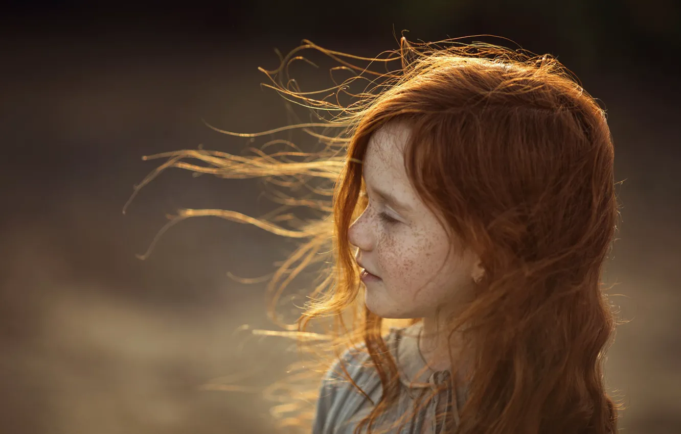 Photo wallpaper the wind, girl, freckles, The Triplik, The breath of the wind