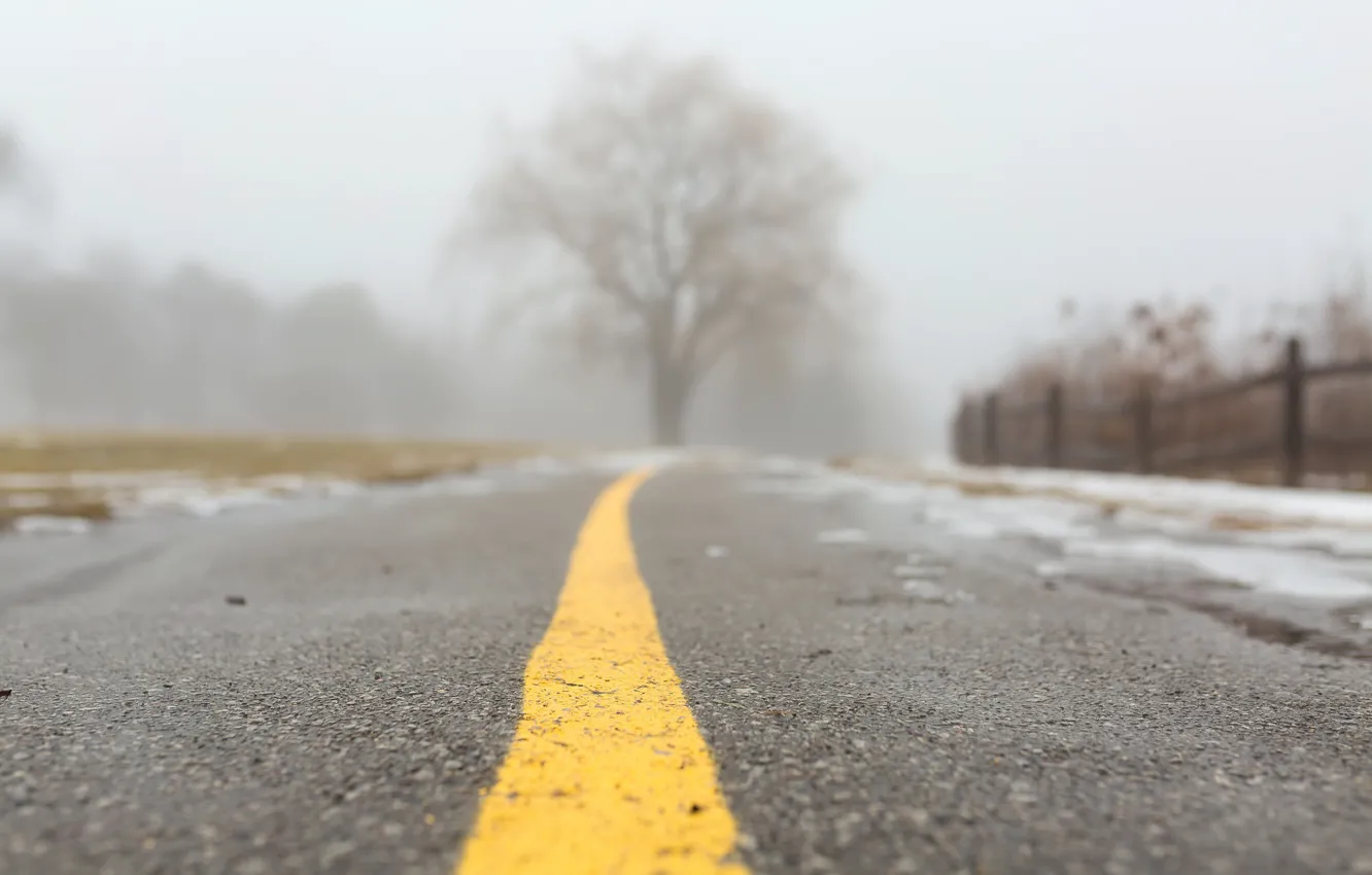 Photo wallpaper road, fog, background
