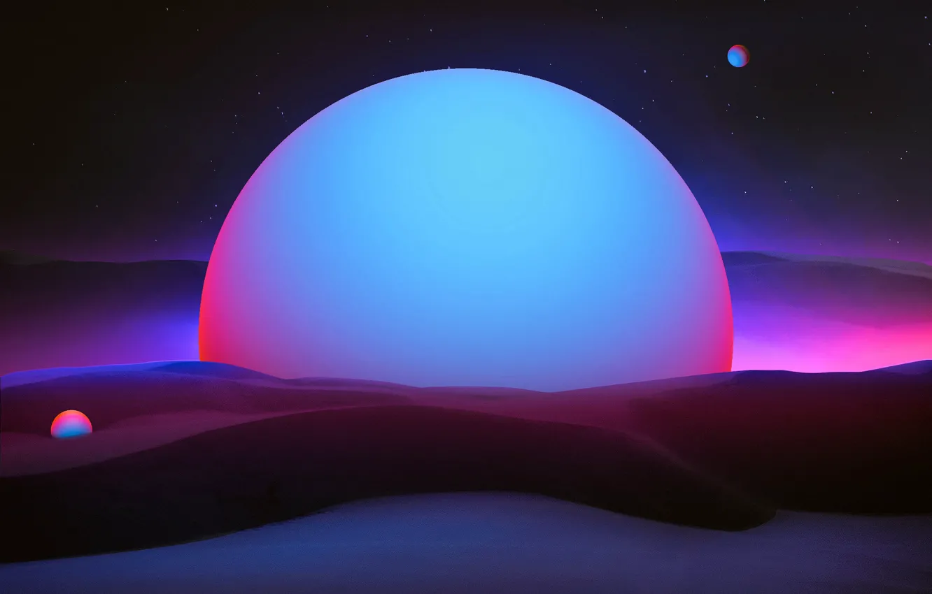 Photo wallpaper style, music, balls, dunes, fantasy, style, horizon, Illustration