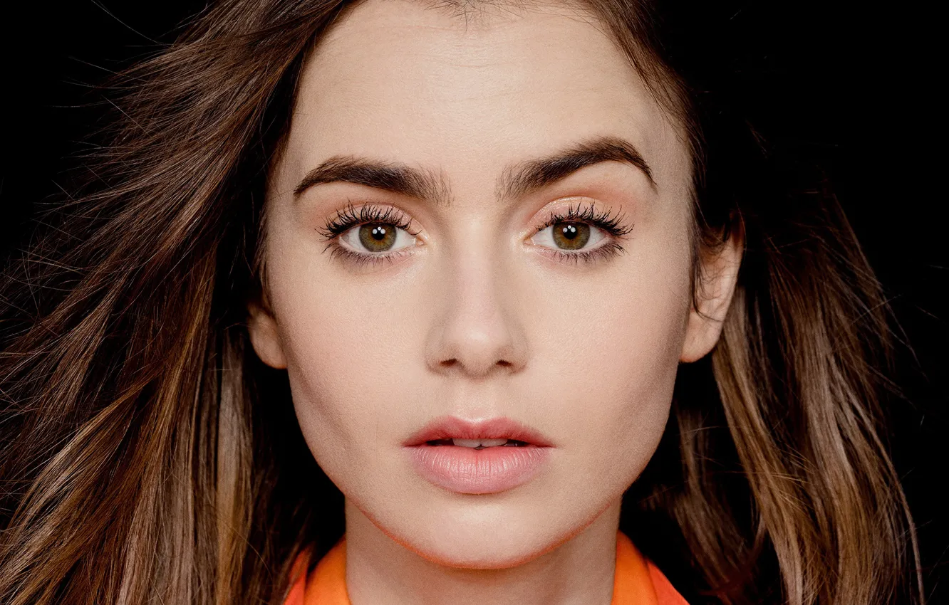 Photo wallpaper eyes, look, girl, portrait, Lily Collins