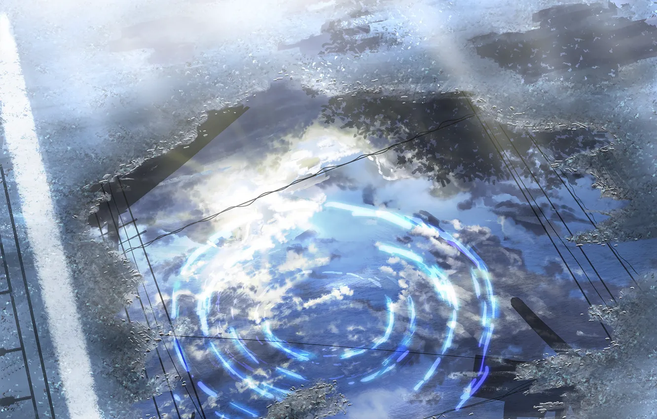 Photo wallpaper the sky, clouds, reflection, puddle