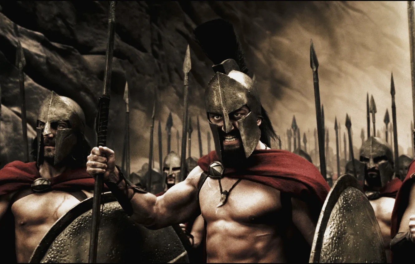 Photo wallpaper Sparta, King, Leonid, Men, War, Spears, Shields, 300 Spartans