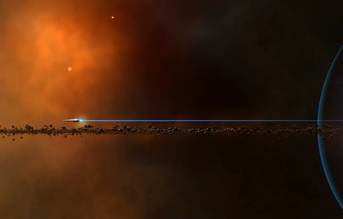 Photo wallpaper space, stars, nebula, space, fiction, transport, ship, planet