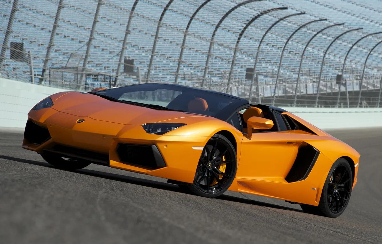 Photo wallpaper Roadster, track, track, LP700-4, Lamborghini, Lamborghini Aventador